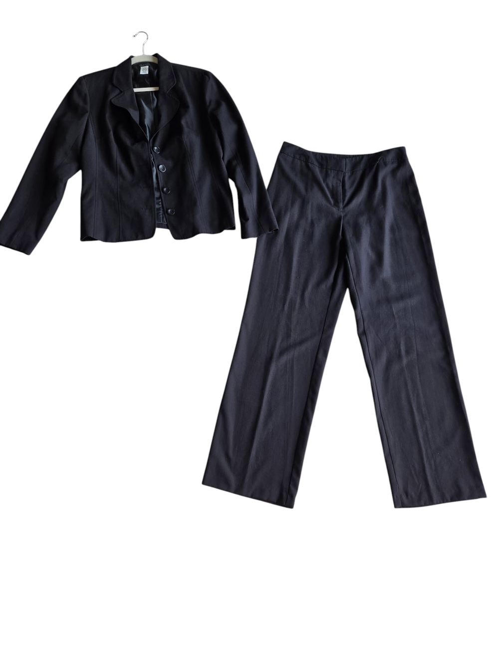Courtenay Black Women's Two-Piece Tailored Pantsuit Linen SZ 12